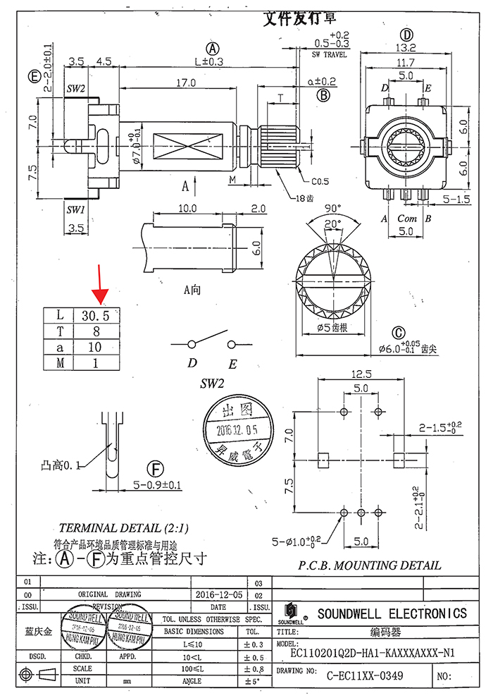 ec11s帶開關編碼器規(guī)格書